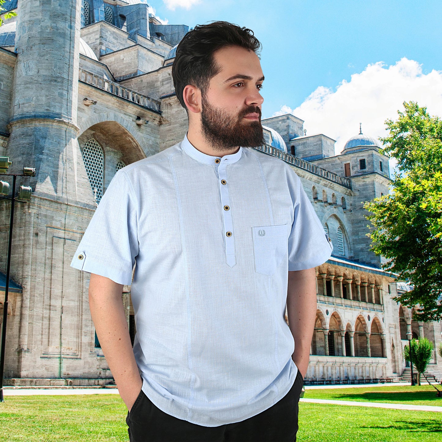 VHD Muslim Men's Half Sleeve Shirt 100% Cotton