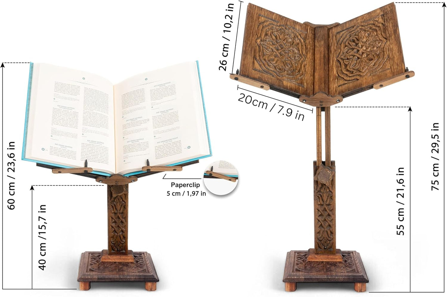 Support de livre réglable en bois