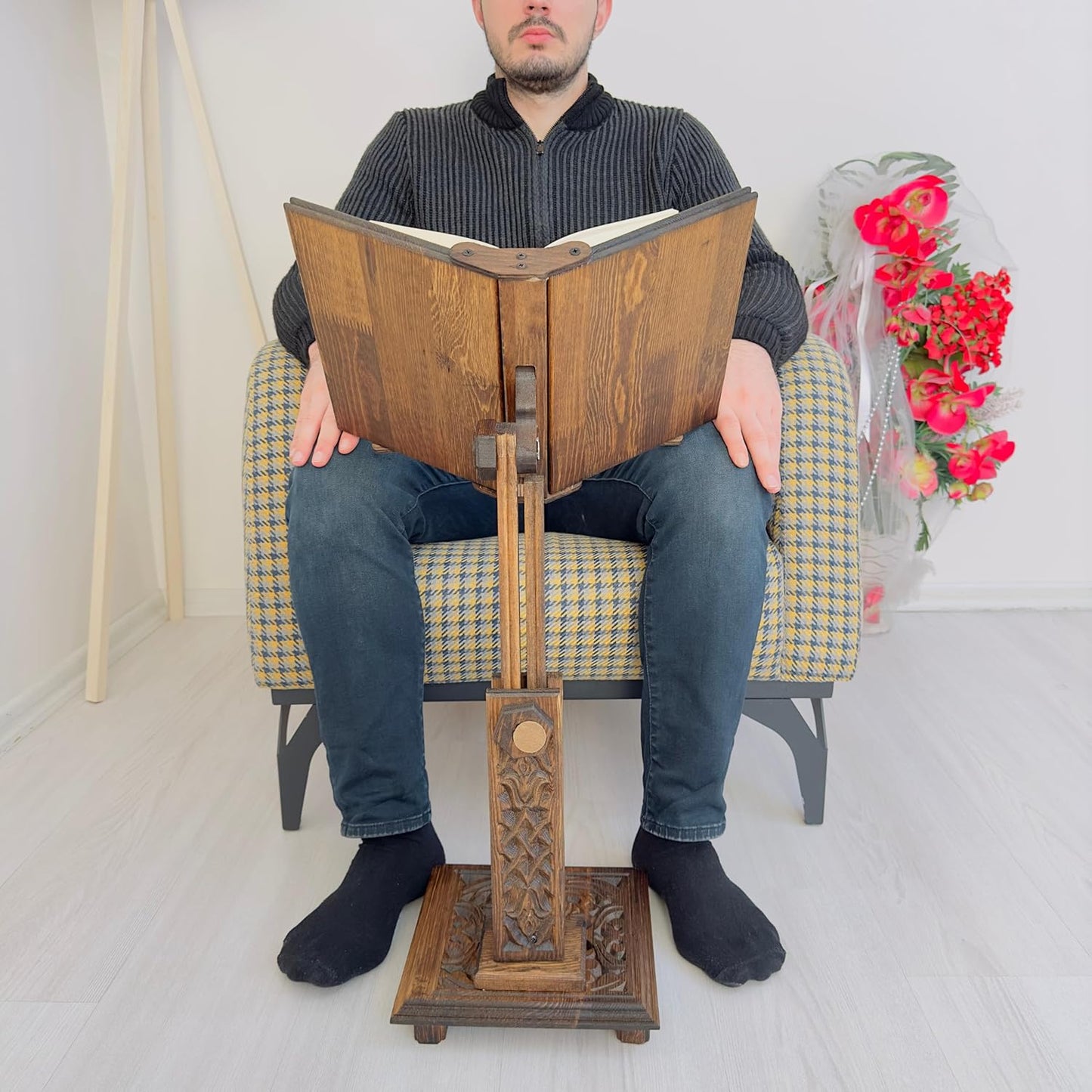 Support de livre réglable en bois