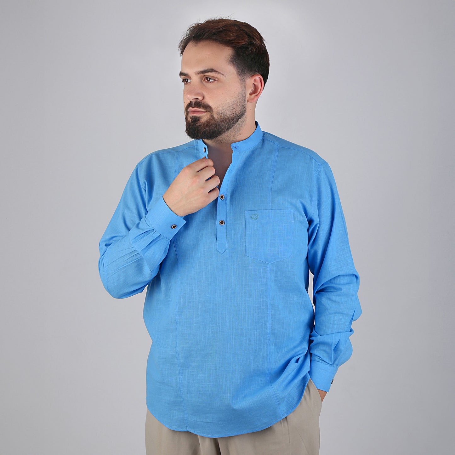 VHD Muslim Men's Long Sleeve Shirt 100% Cotton