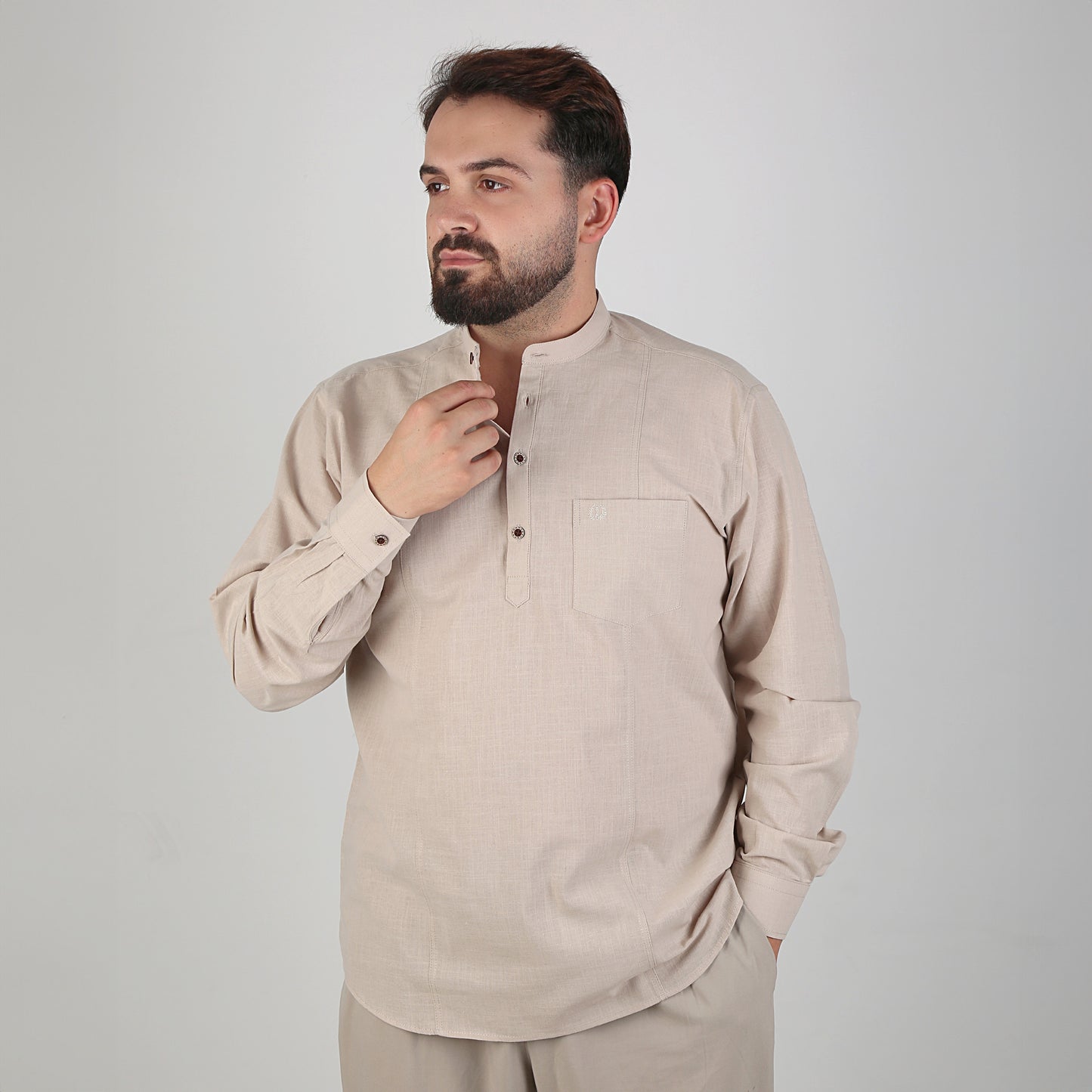 VHD Muslim Men's Long Sleeve Shirt 100% Cotton