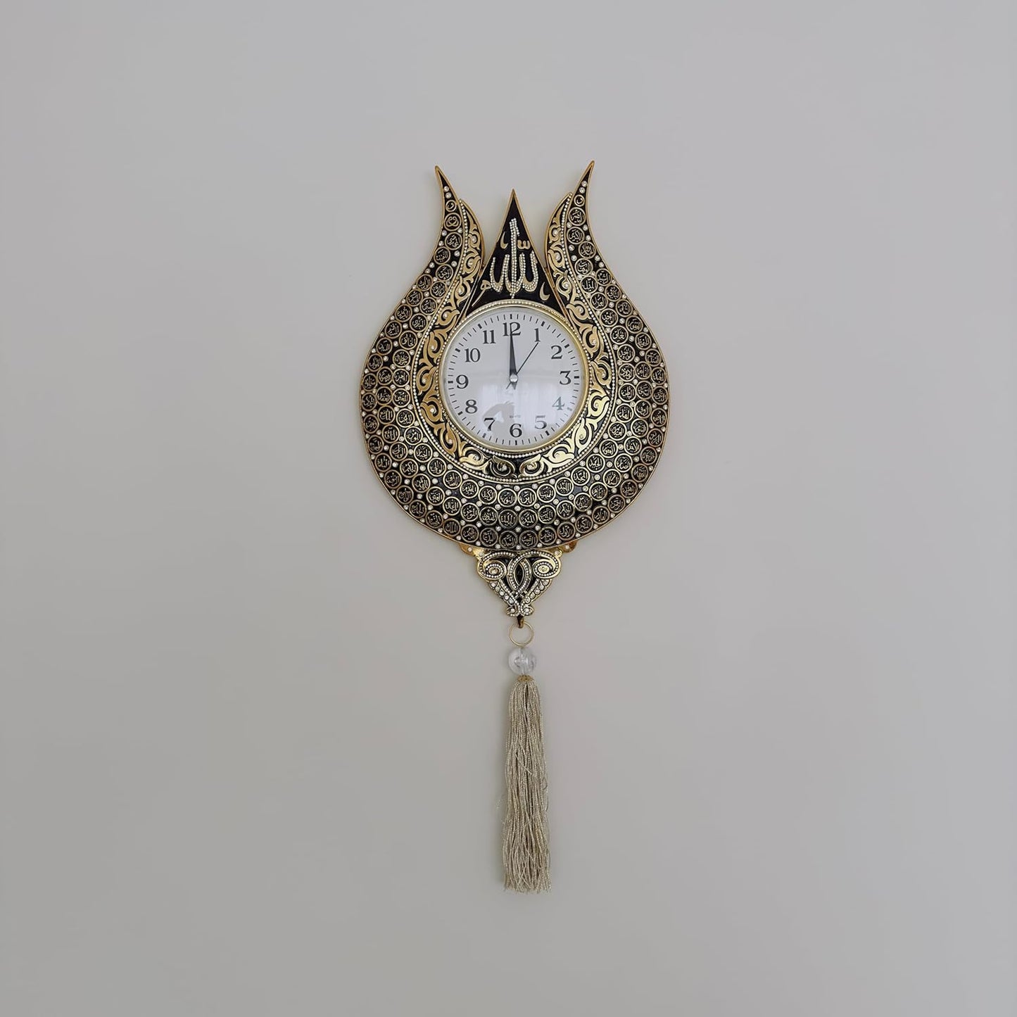 Tulip Design Asmaul Husna Embroidered Islamic Wall Clock