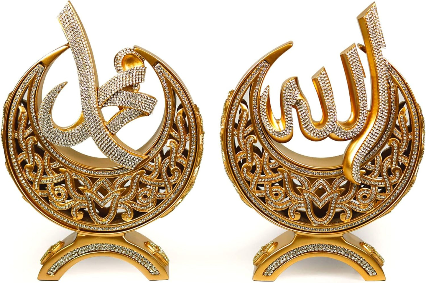 Names of ALLAH (Cc) and MUHAMMED (Sav) Written Islamic Figurines Set of 2