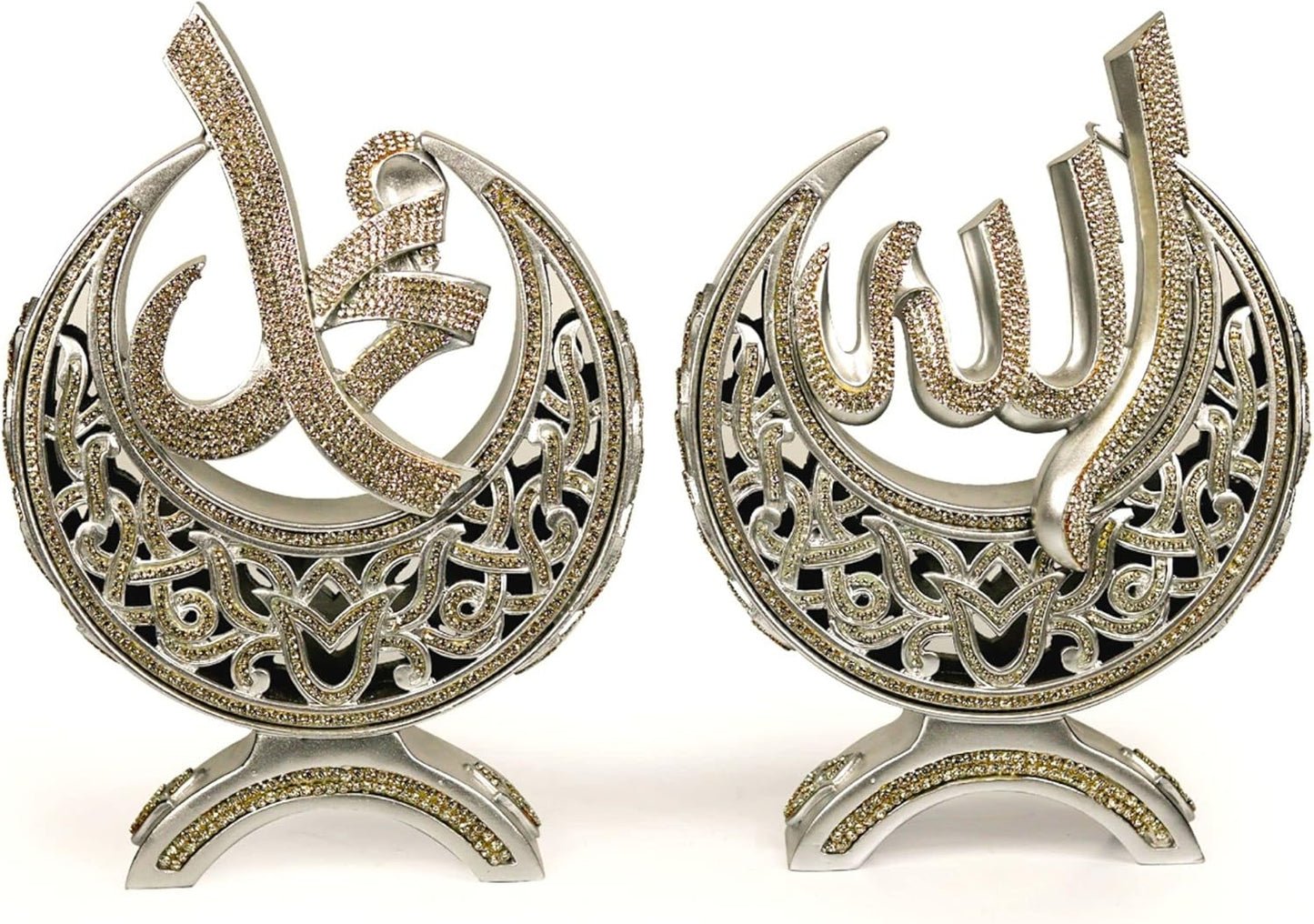 Names of ALLAH (Cc) and MUHAMMED (Sav) Written Islamic Figurines Set of 2