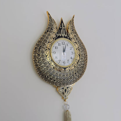 Tulip Design Asmaul Husna Embroidered Islamic Wall Clock