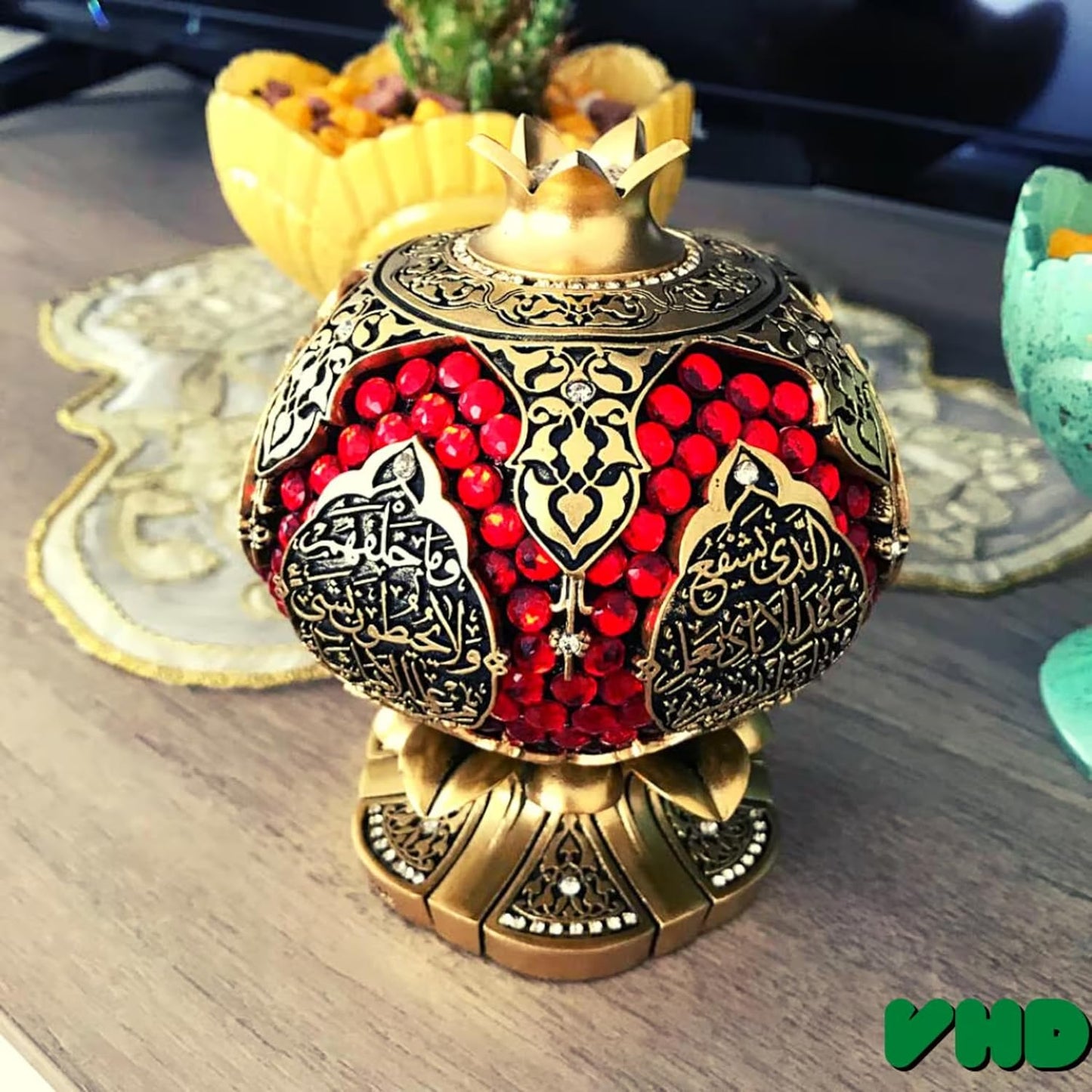 Asmaul Husna Embroidered Pomegranate Figurine for Table Desk Decor