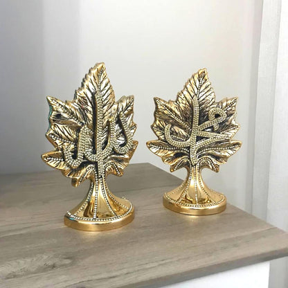 Names of Allah and Muhammad Written Leaf Shape Islamic Figurines Set of 2