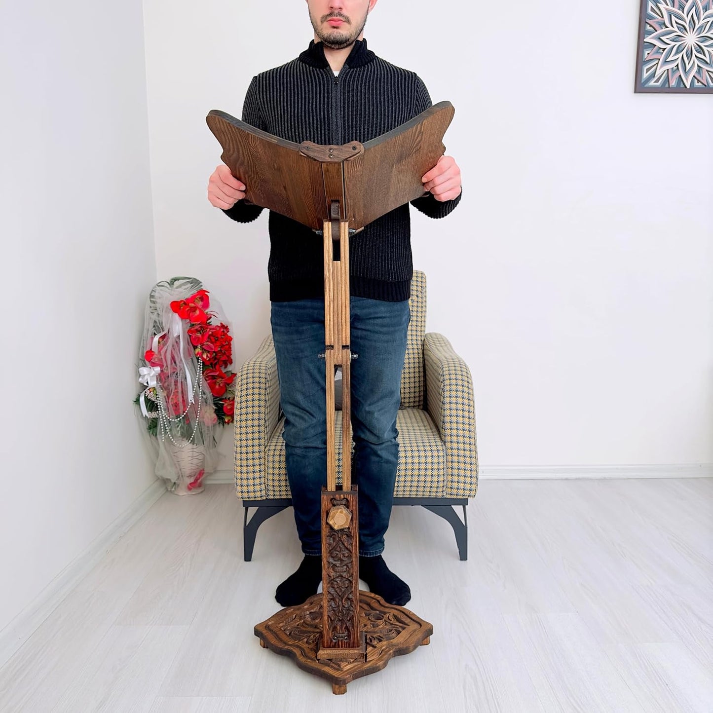 Big Size Adjustable Wooden Book Stand for Heavy Books