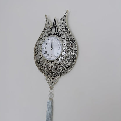 Tulip Design Asmaul Husna Embroidered Islamic Wall Clock