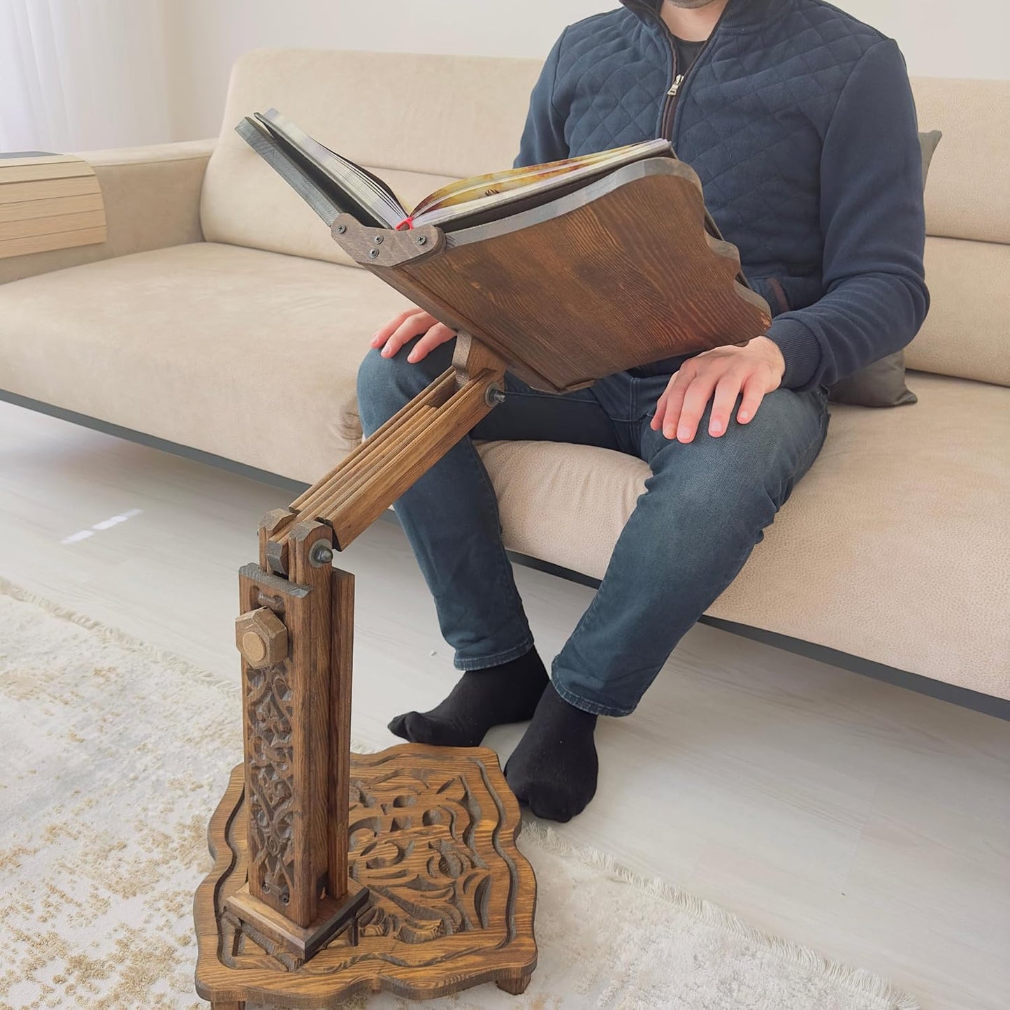 Big Size Adjustable Wooden Book Stand for Heavy Books