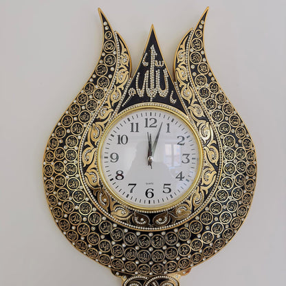 Tulip Design Asmaul Husna Embroidered Islamic Wall Clock