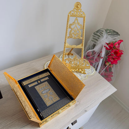 Coffret de rangement de luxe en métal pour livres islamiques et Coran