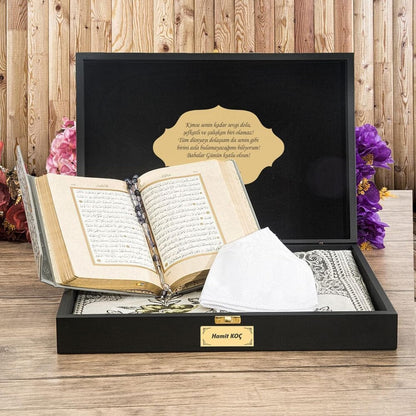 Customizable Islamic Gift Box For Men | Quran Prayer Rug Tasbih Skullcap Set
