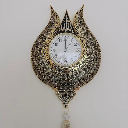 Tulip Design Asmaul Husna Embroidered Islamic Wall Clock